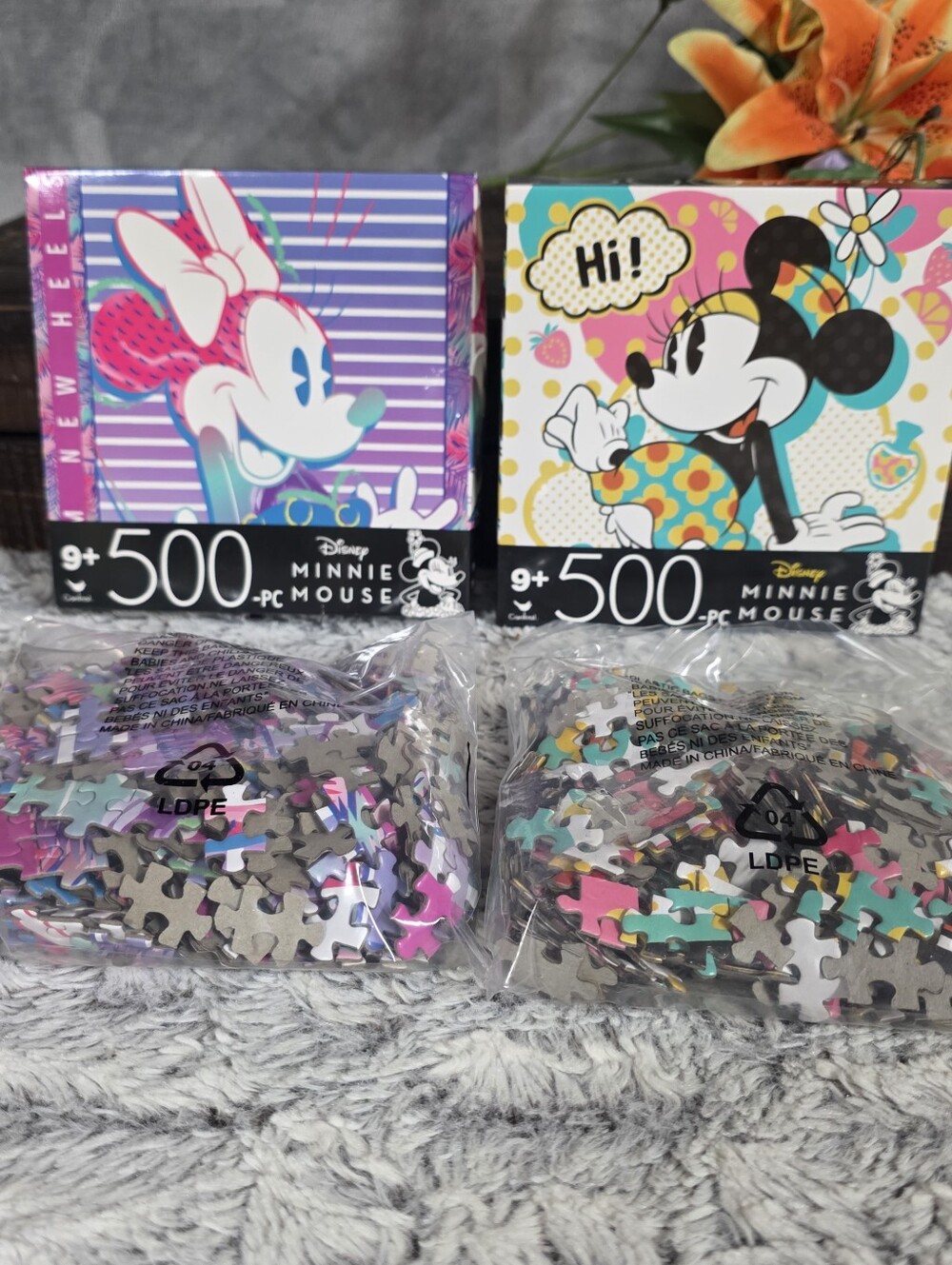 Minnie Mouse Puzzles Set of Two, 500 Pieces Each,  New in Packaging
